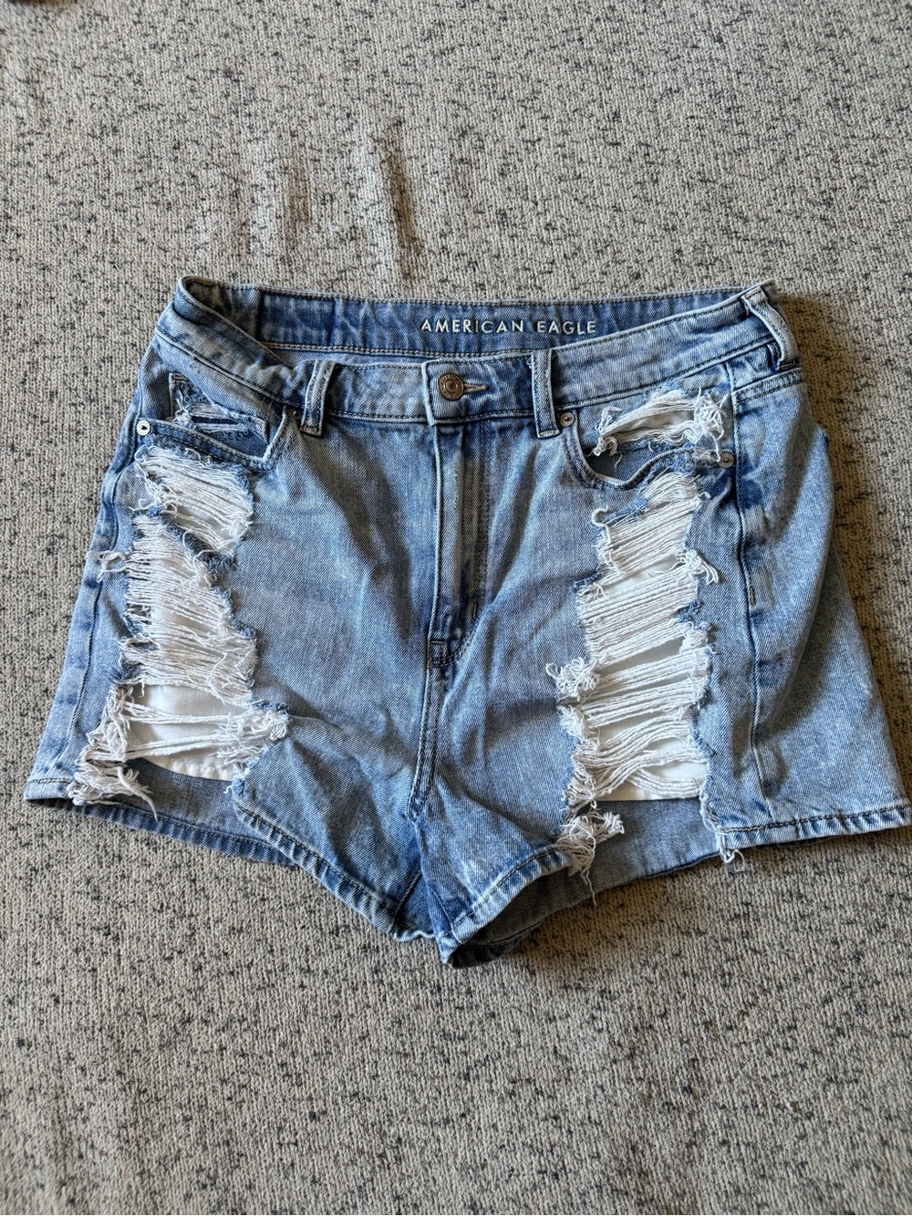 American Eagle Outfitters Light Blue Ripped Denim Shorts